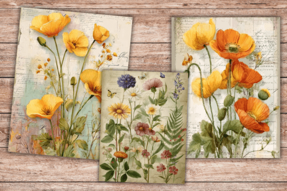 Download Botanical Flowers Junk Journal Kit - Premium Bundle