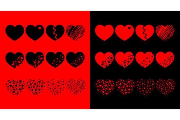 Download Hearts on the Red and Black Background - Red Collection