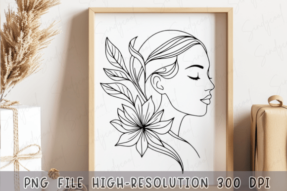 Download Floral Woman Svg, Line Art Woman Face - Floral Collection