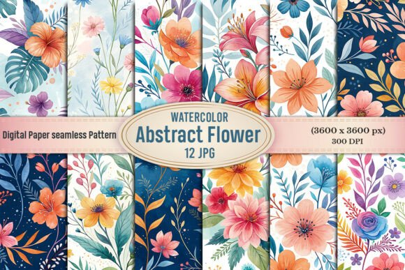 Download Bright Watercolor Floral Digital Paper - Floral Collection