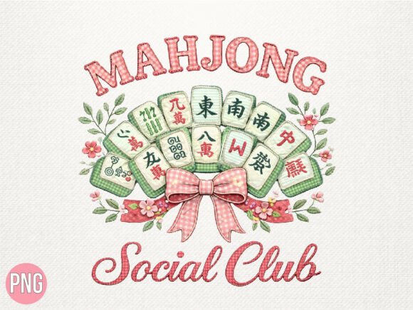 Download Mahjong Social Club Floral Retro PNG - Floral Collection