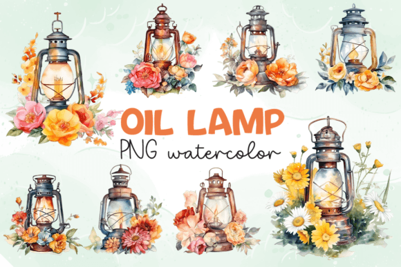 Download Oil Lamp with Flowers PNG - Flowers png Collection