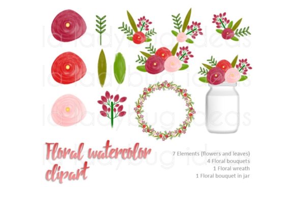 Download Red and White Watercolor Floral Clip Art - Red Collection