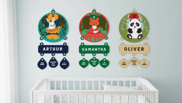 Download Nursery Decor Layered Woodland Animals - Red Collection