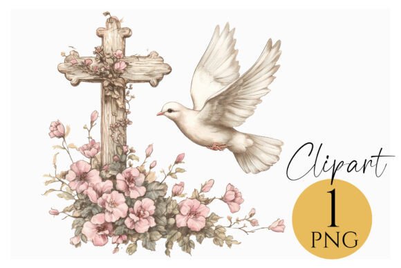 Download Floral Cross &amp; Dove Easter PNG - Floral Collection
