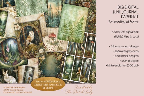Download Bordered Woodlands Junk Journal Kit - Red Collection