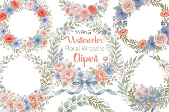 Download Watercolor Floral Wreaths Clipart Set - Floral Collection