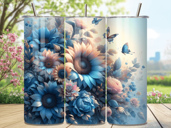 Download Soft Hues Floral Butterfly Tumbler Wrap - Floral Collection