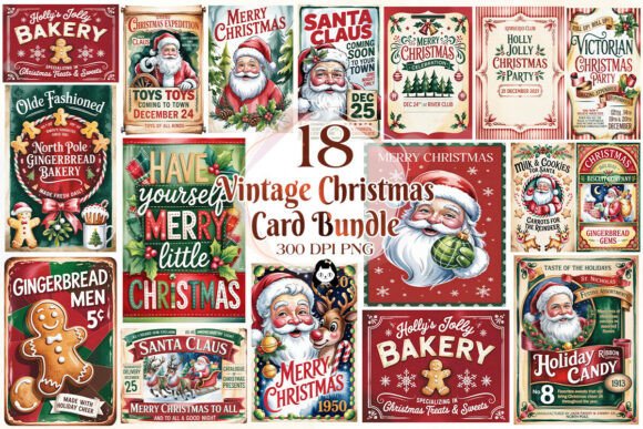 Download Vintage Christmas Card Quotes Bundle - Vintage christmas card Collection