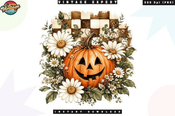 Download Floral Halloween Pumpkin Buffalo Plaid - Floral Collection