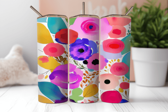 Download Bright Watercolor Floral Tumbler Wrap - Floral Collection