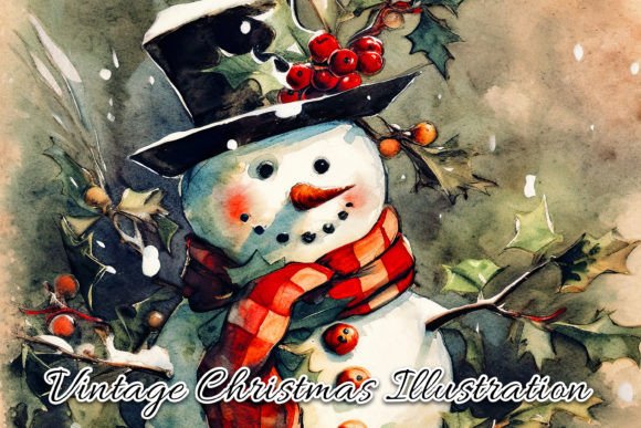 Download Vintage Christmas Card Illustration V - Vintage christmas card Collection